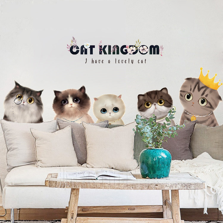 Kitty Sticker Wall Sticker 3d Solid Cute Cozy Bedroom Headboard Wall Painting Nordic Ins Wind Wall Decoration Appliqued