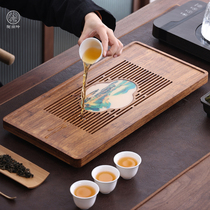 New Chinese household heavy bamboo tea tray simple water storage office drainage type drain tray rectangular dry bubble tea table