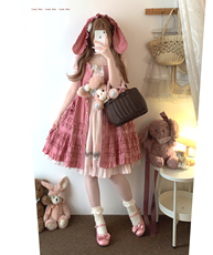 Вечерние платья *sleepingdoll自制* 奶坏小兔 可爱棉布提花棉蝴蝶结兔耳连衣裙