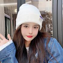 2022 new winter white wool hat knitted hat womens autumn and winter warm face small big head circumference all-match