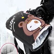 Electric handlebar cover winter warm hand guard windshield motorcycle battery driver handle cover plus velvet thick waterproof gloves