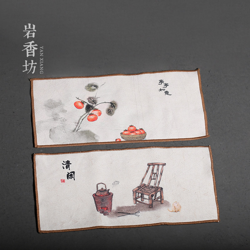 Rock Shangfang Tea cloth tea towels Absorbent Thickened Cotton Hemp Meditation Small Fresh Purple Sand Raising Pot Cloth-Taobao