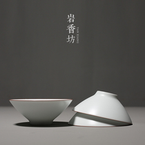 Yanxiangfang fat white Kung Fu tea cup Ceramic hat cup Tea set Single cup household Ding kiln