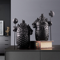 Mansion Auspicious Door God Swing Piece Home Living Room Xuan Guan Office TV Cabinet Adornment New Chinese Living Room Furnishing
