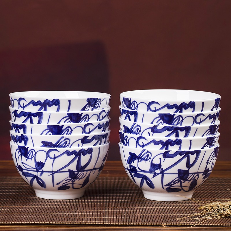 Association, longteng jingdezhen blue and white porcelain bowls ipads bowls a single job tall bowl of classic blue and white