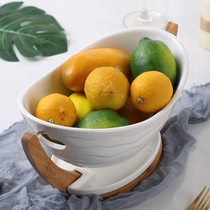 Nordic ceramic fruit tray storage basket Household large creative cradle Large fruit basin gift living room