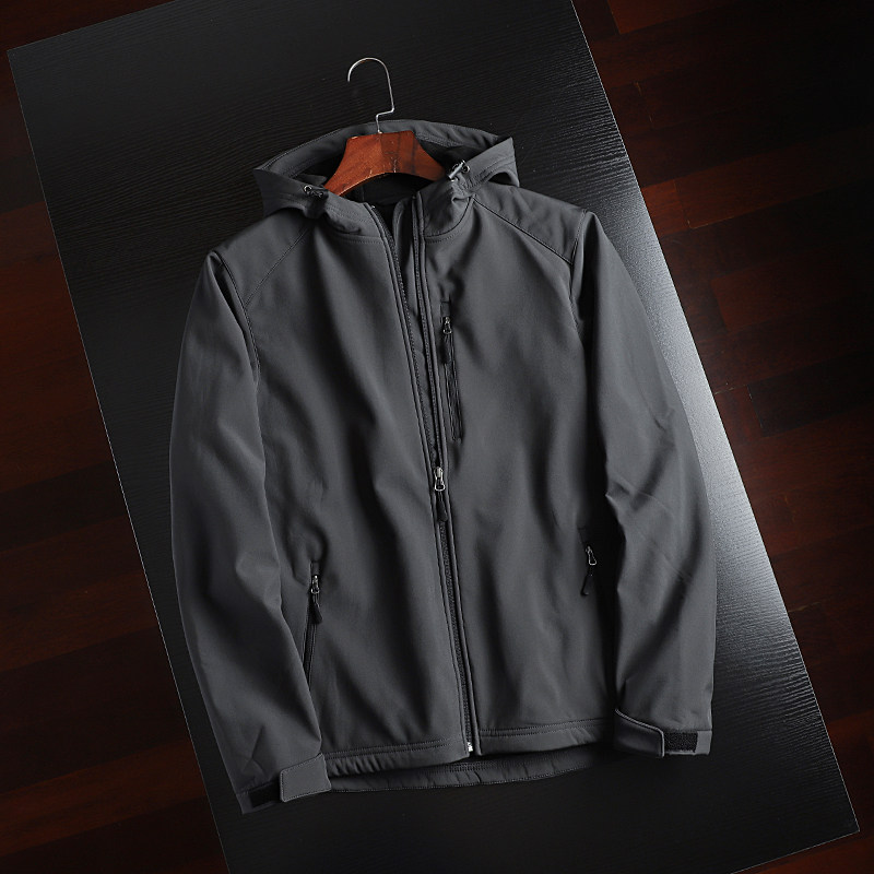 Foreign Trade Original Single Spring Autumn Male's Grip Suede Warm Outdoor Casual Lianhood Soft Shell Clothing Windproof Waterproof Jacket Jacket