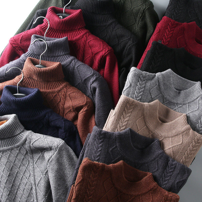 Foreign trade Factory tail stock Soft glutinous fine jacquard weave autumn and winter men's body stretch and warm sweater knitted sweatshirt