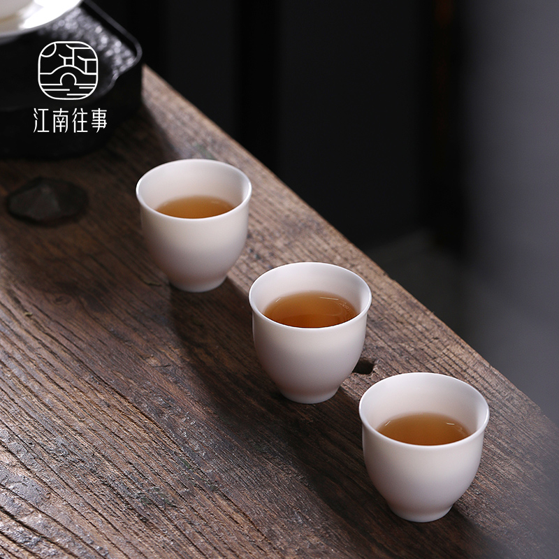 Jiangnan kung fu tea cups past suet jade small jin ling ceramic tea cup sample tea cup Japanese small individual cups