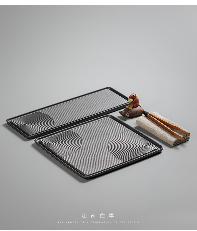 Jiangnan tea past small black pottery dry ground plate household dry landscape kunfu tea tray bearing small pot of tea