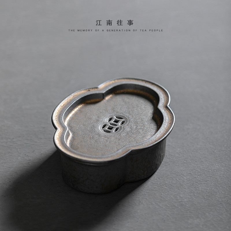 Jiangnan past tea bearing kung fu tea set ceramic gilt copper coin pot Japanese tea tray dry bubble plate small tea tray