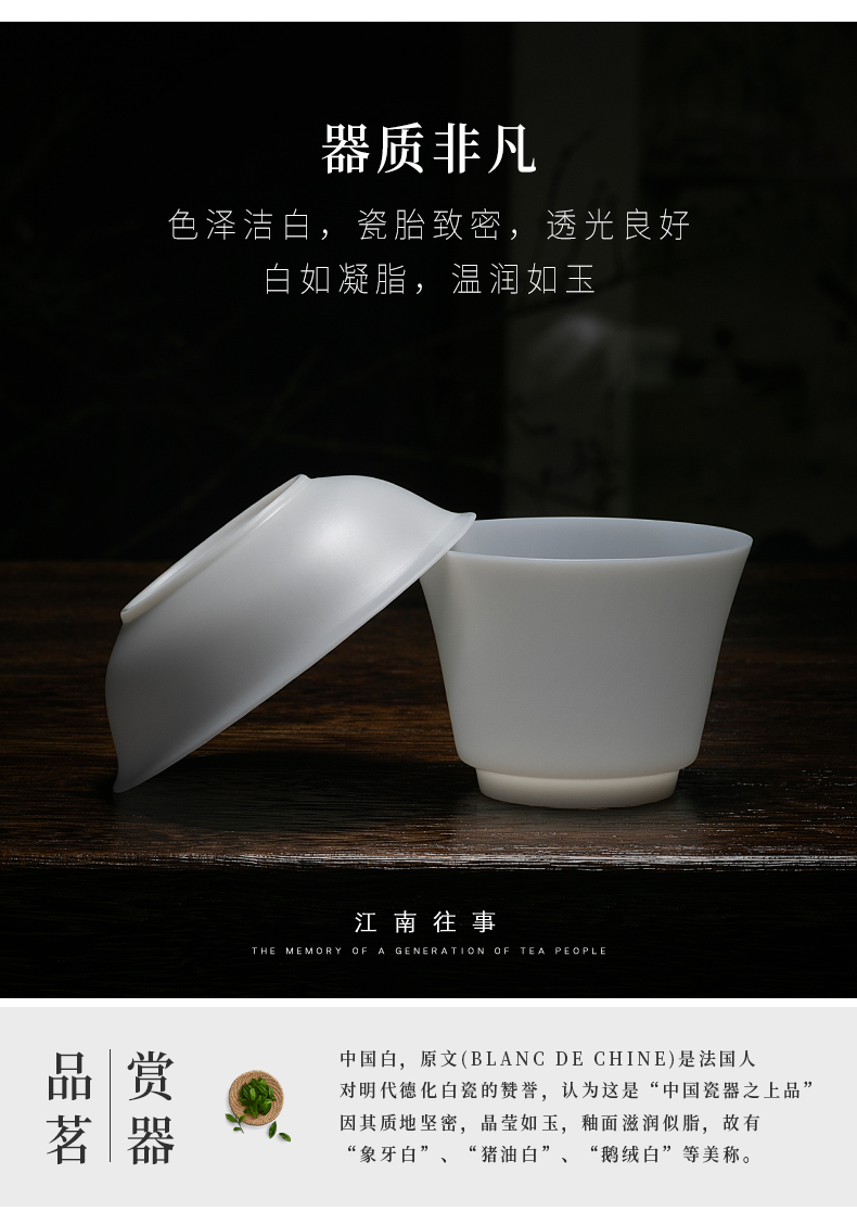 Jiangnan past suet jade) thin foetus porcelain white porcelain filter manually kung fu tea set ceramic tea accessories