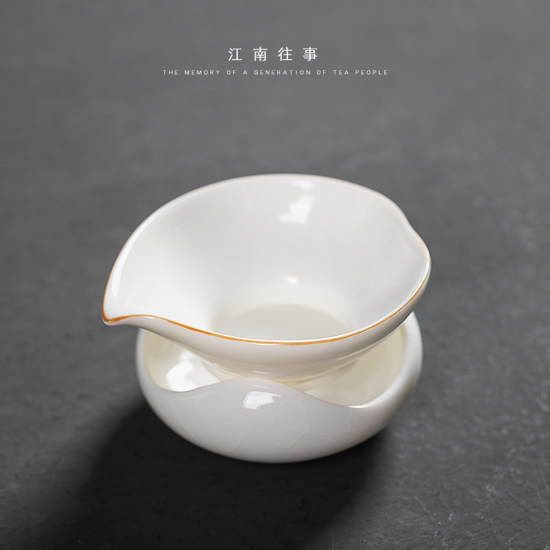 Jiangnan past white porcelain slice open your up kung fu tea tea tea accessories about jade fat) filter about tea