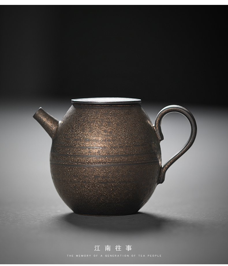 Jiangnan past retro manually rust glaze teapot kung fu tea set household ceramic tea set teapot teacup