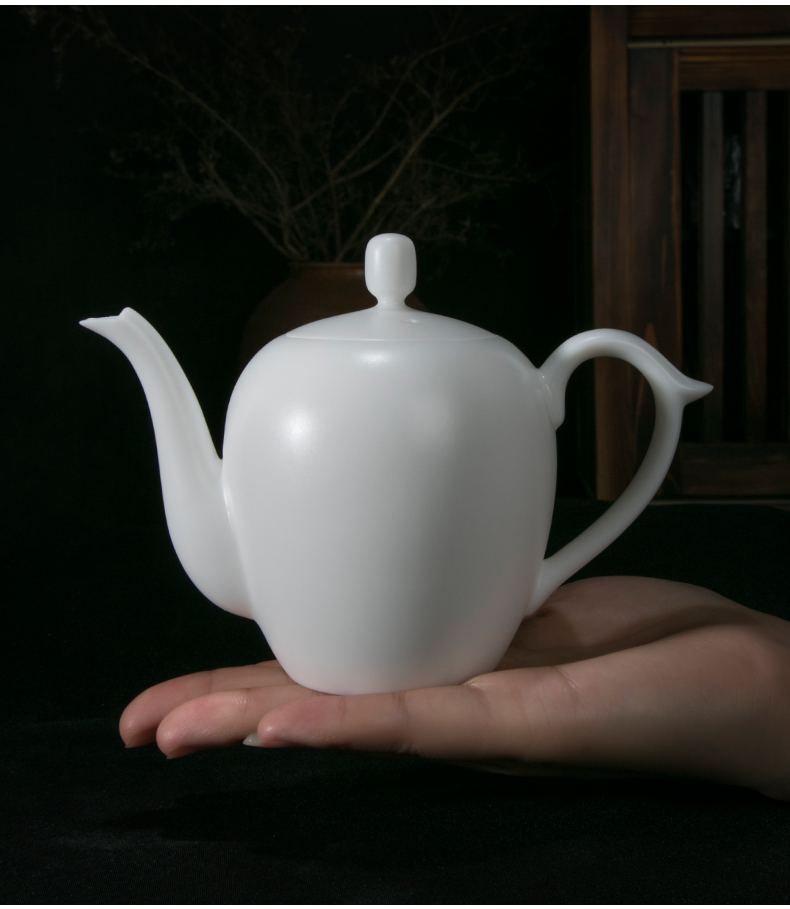 Jiangnan past China white porcelain teapot kung fu tea set ceramic teapot suet jade beauty shoulder single pot