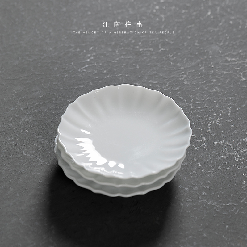 Jiangnan tea cup mat past kung fu tea tea accessories high white porcelain teacup pad tea cup saucer