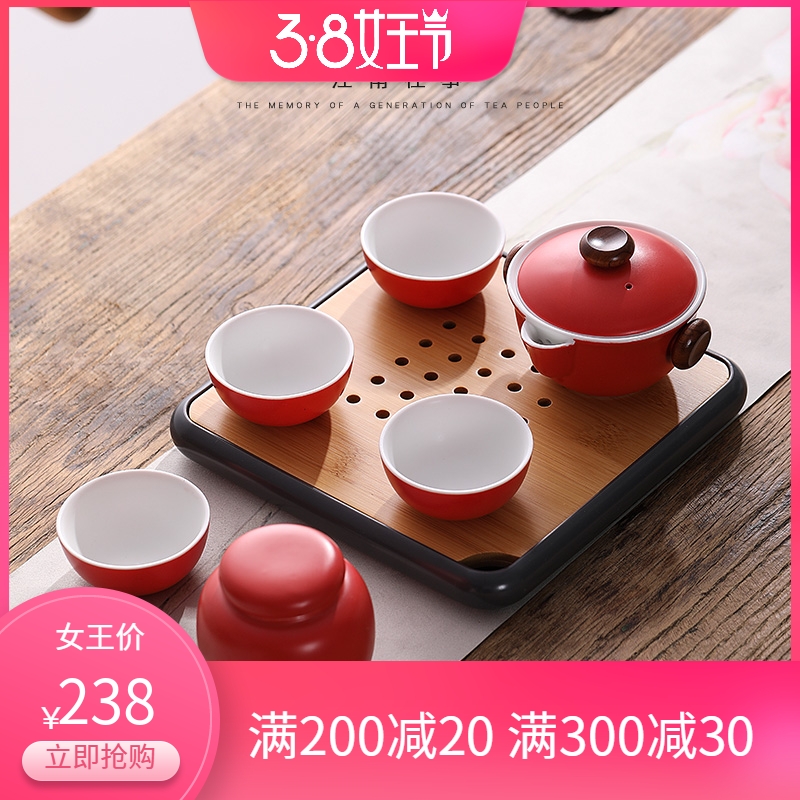 Jiangnan past white porcelain kung fu tea sets, small ceramic teapot teacup a pot of four cups of the home office