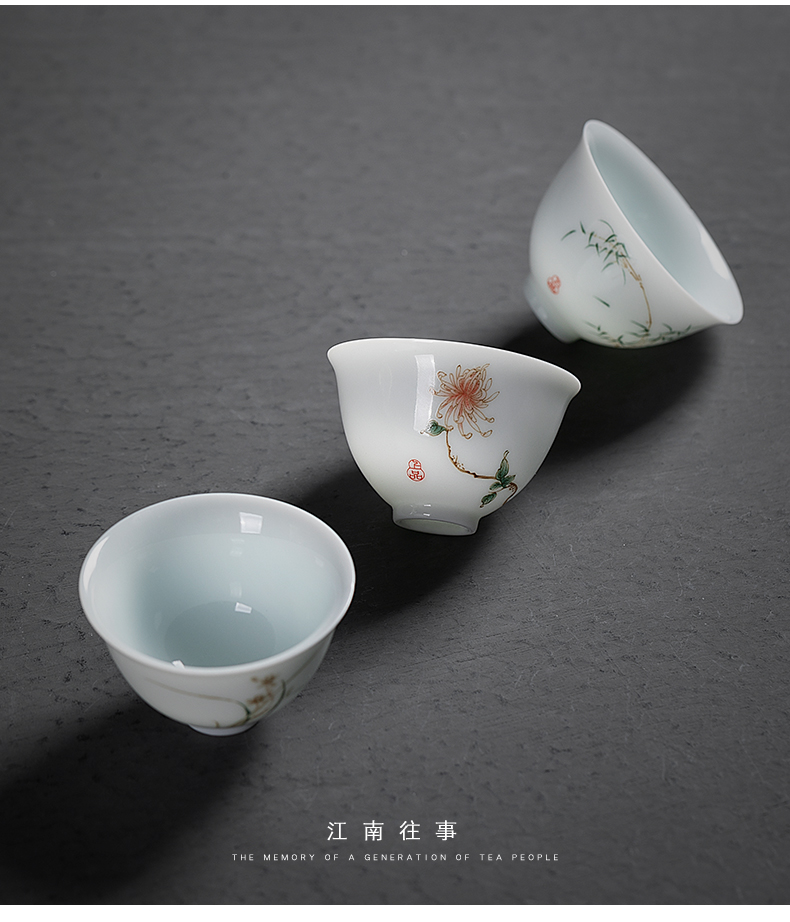 Jiangnan kung fu noggin past innocence koubei ceramic white porcelain of a single small tea cups, sample tea cup bowl