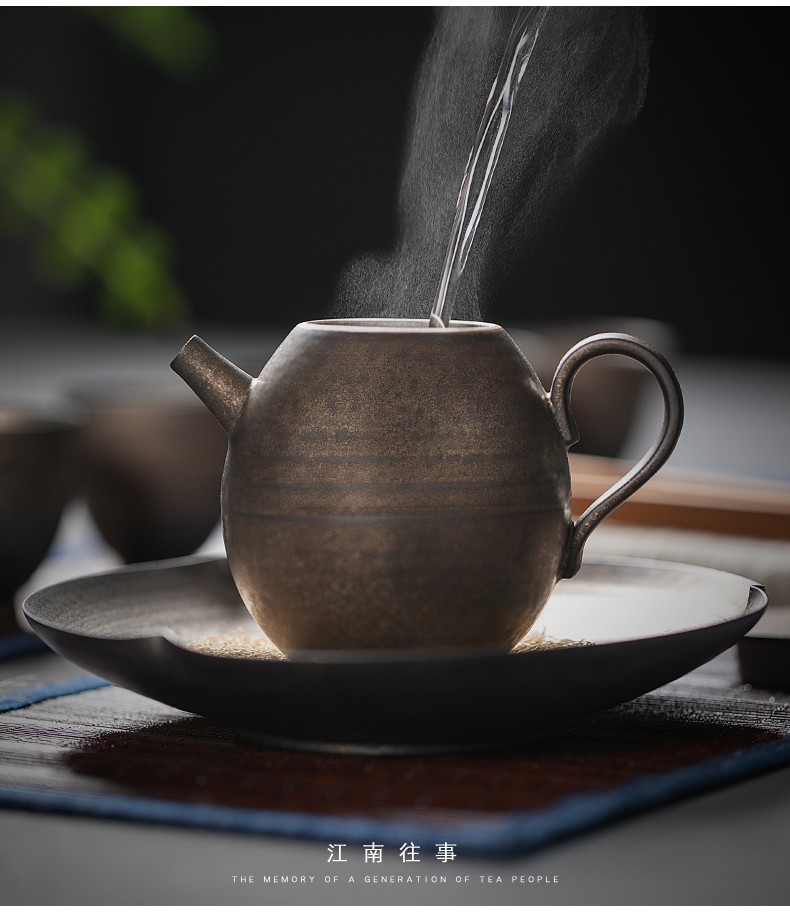 Jiangnan past retro rust glaze is putting pot of household ceramic teapot kung fu tea set single pot of Japanese little teapot