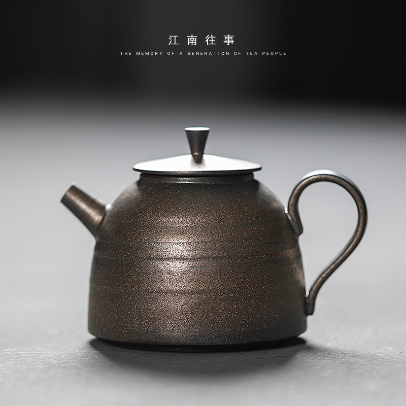Jiangnan memories rust by hand small glaze ceramic teapot Japanese gold ceramic POTS kung fu tea set household single pot of restoring ancient ways