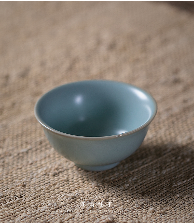 Jiangnan past your up sky blue small cup open kung fu tea cups, small glass ceramic sample tea cup single CPU