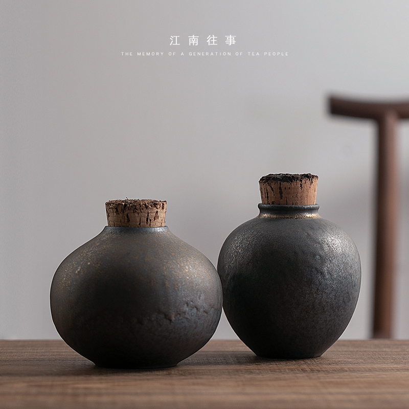 Jiangnan past coarse pottery tea pot gold iron glazed pottery ceramic pot Chinese lawsuits storage tank receives the seal