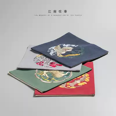 Jiangnan past tea set small tea mat fabric tea ceremony kung fu tea set Chinese small tea mat cotton linen embroidery Zen table flag