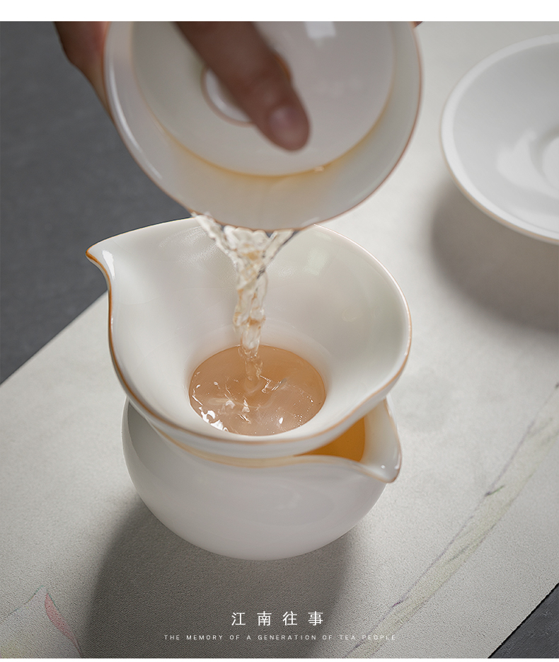 Jiangnan past white porcelain slice open your up kung fu tea tea tea accessories about jade fat) filter about tea