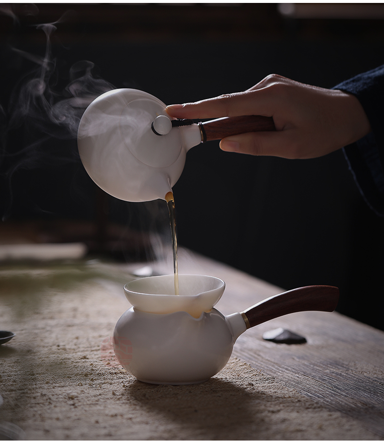 Jiangnan past China white porcelain little teapot suet jade teapot ceramic kung fu tea set single pot side put the pot