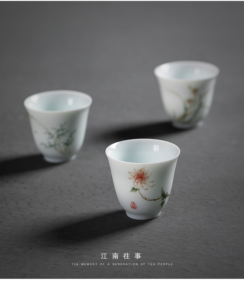 Jiangnan kung fu small ceramic sample tea cup god of a cup of tea cups past a small glass bowl with a single single CPU fullness