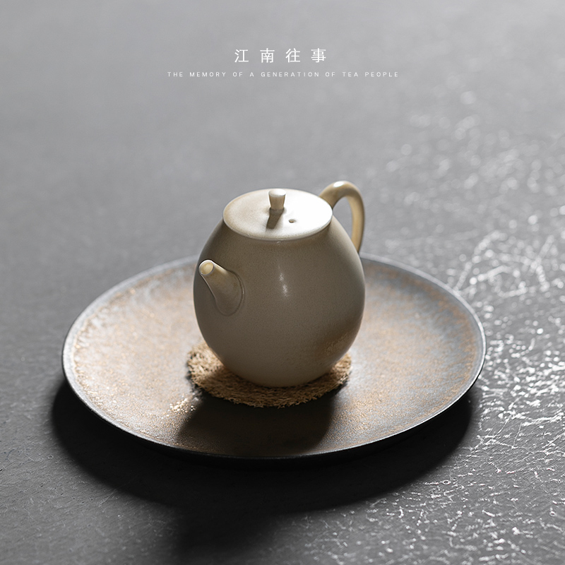 Jiangnan past rust bearing ceramic glaze pot gold disc pot holder, dry tea adopt kung fu tea set small tea table