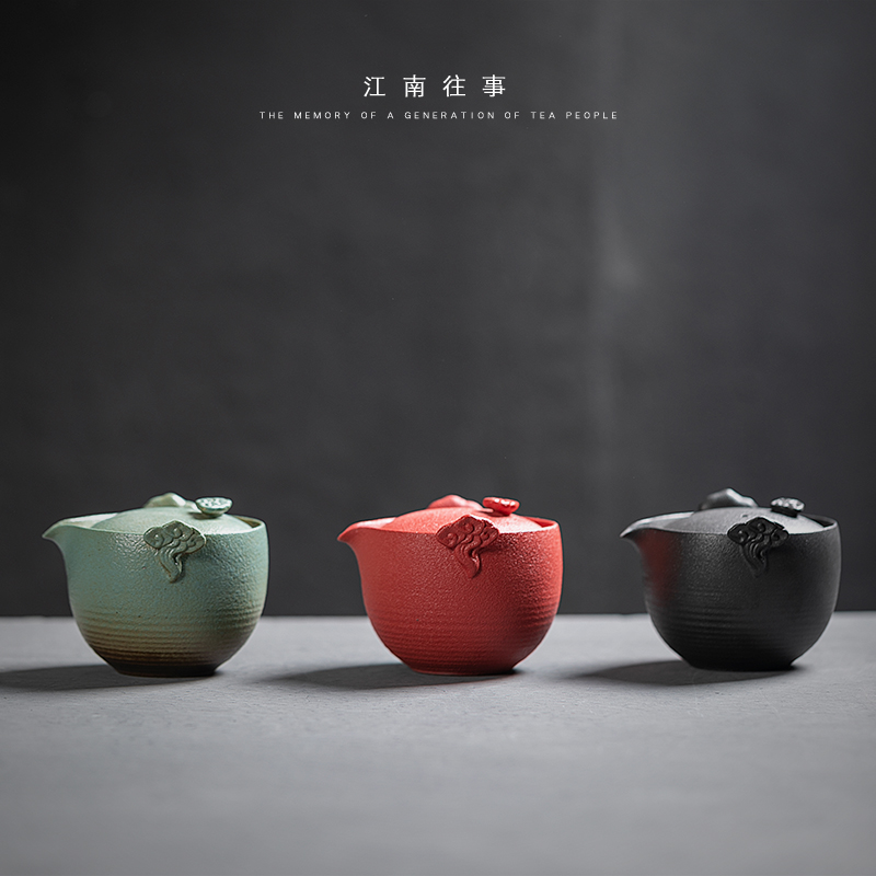 Jiangnan past travel tea set portable teapot teacup coarse ceramic home a pot of crack cup 2 cups of kung fu