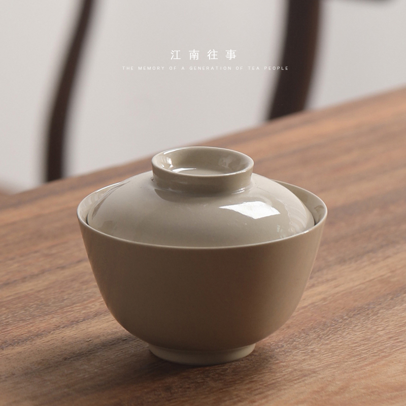 Jiangnan past plant ash glaze tureen kung fu tea tea bowl of household ceramic cups wide expressions using large tea bowl