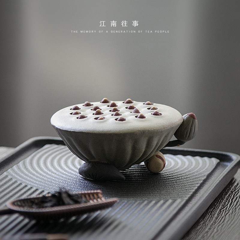 Jiangnan past purple sand tea rhyme familiar lotus lotus cover rear kung fu tea tea tea accessories can raise move furnishing articles