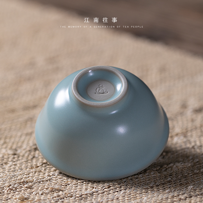 Jiangnan past your up sky blue small cup open kung fu tea cups, small glass ceramic sample tea cup single CPU