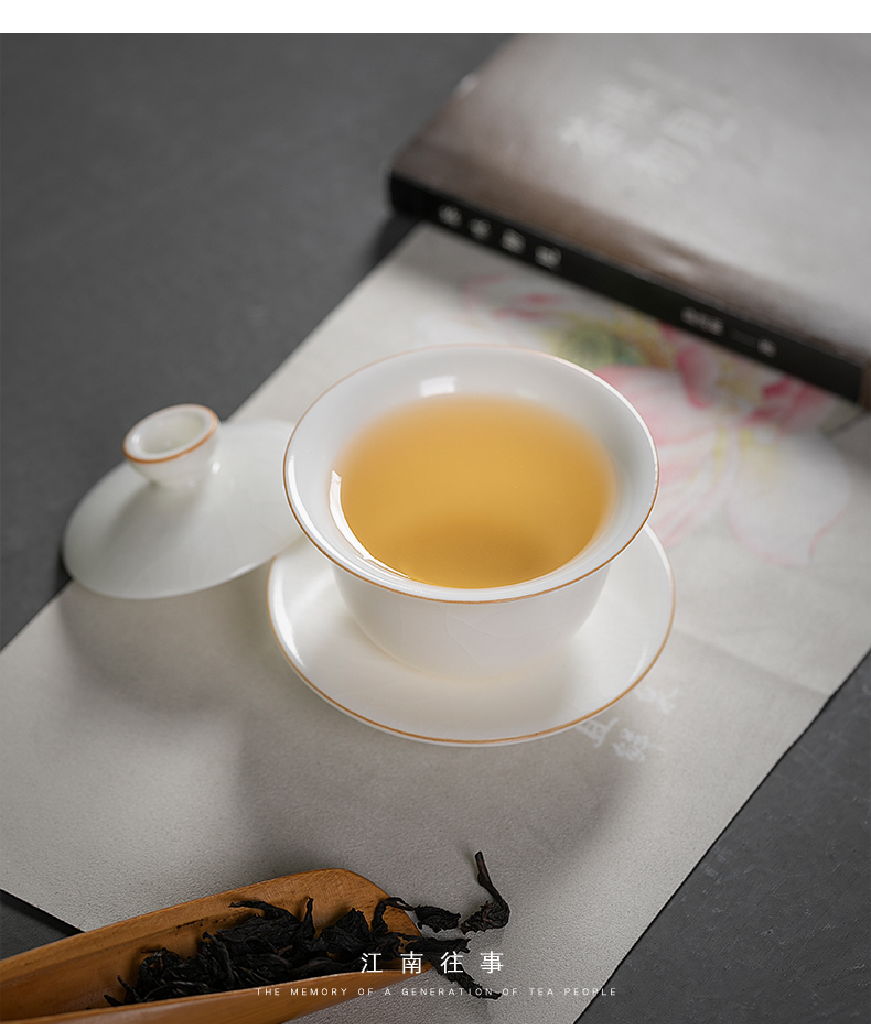 Jiangnan past white porcelain tureen tea cups kung fu tea bowls ceramic tea set to open the slice your up tureen tea bowl three cups