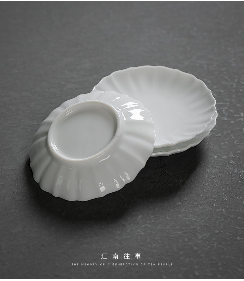 Jiangnan tea cup mat past kung fu tea tea accessories high white porcelain teacup pad tea cup saucer