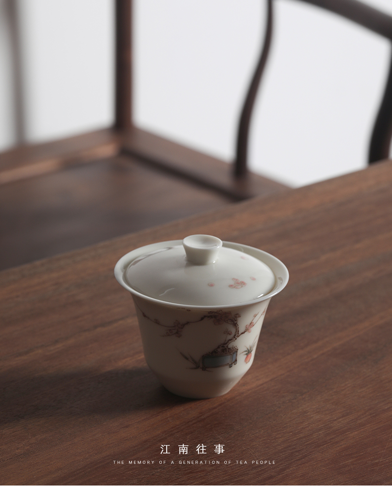 Jiangnan past jingdezhen glair hand - made ceramic kung fu tea cup single small tea bowl three tureen