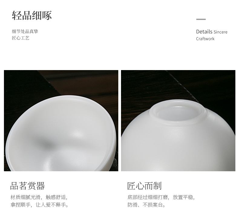 Jiangnan past suet jade cup kung fu tea sample tea cup white porcelain, Chinese white household ceramics sketch of single CPU