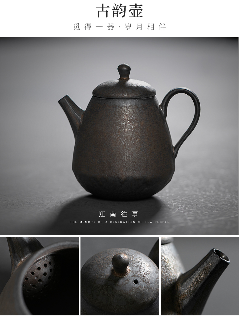 Jiangnan kung fu tea sets gold years past Japanese household contracted coarse ceramic teapot teacup zen