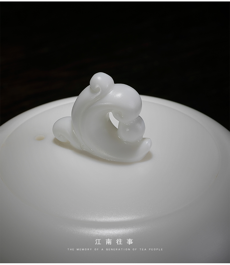 Jiangnan past dehua suet white porcelain teapot Chinese white jade teapot ceramic kung fu tea set xiangyun pot by hand