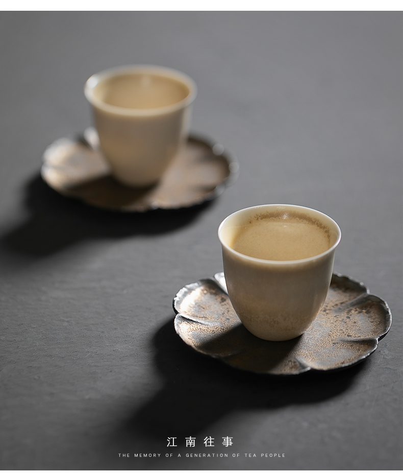 Jiangnan past kung fu tea set ceramic gold cup mat, lotus - shaped cup tea utensils tea table tea accessories