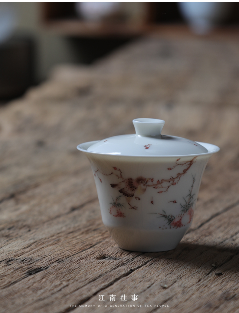 Jiangnan jingdezhen past manual glair chunxiao yulan tureen kung fu tea cups little tea bowl of household