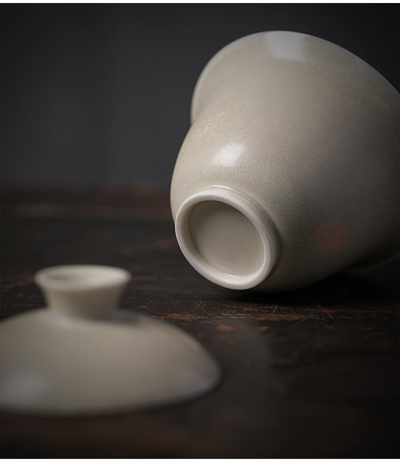 Jiangnan tureen ceramic cups kung fu past three begin a dust burned Buddha tea bowl suit white porcelain tea set