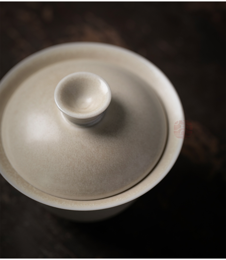 Jiangnan tureen ceramic cups kung fu past three begin a dust burned Buddha tea bowl suit white porcelain tea set