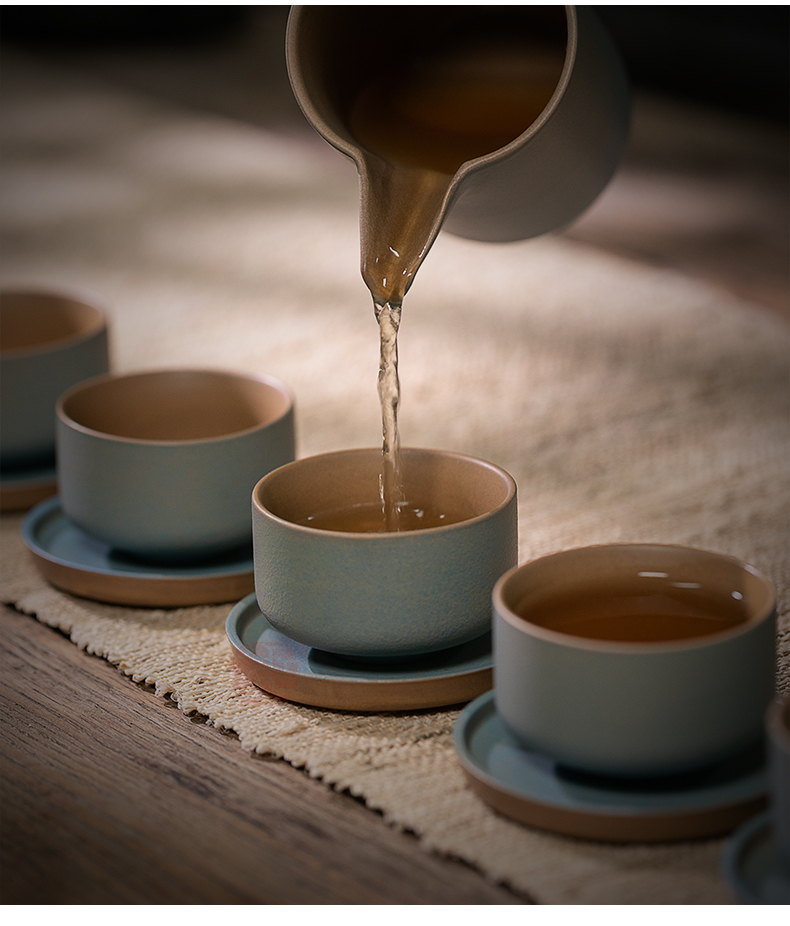 Jiangnan past kung fu tea set suit fool ceramic coarse pottery teapot household contracted a whole set of new Chinese style