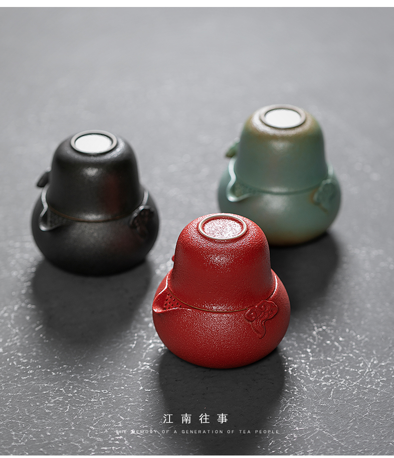 Jiangnan past travel tea set portable teapot teacup coarse ceramic home a pot of crack cup 2 cups of kung fu