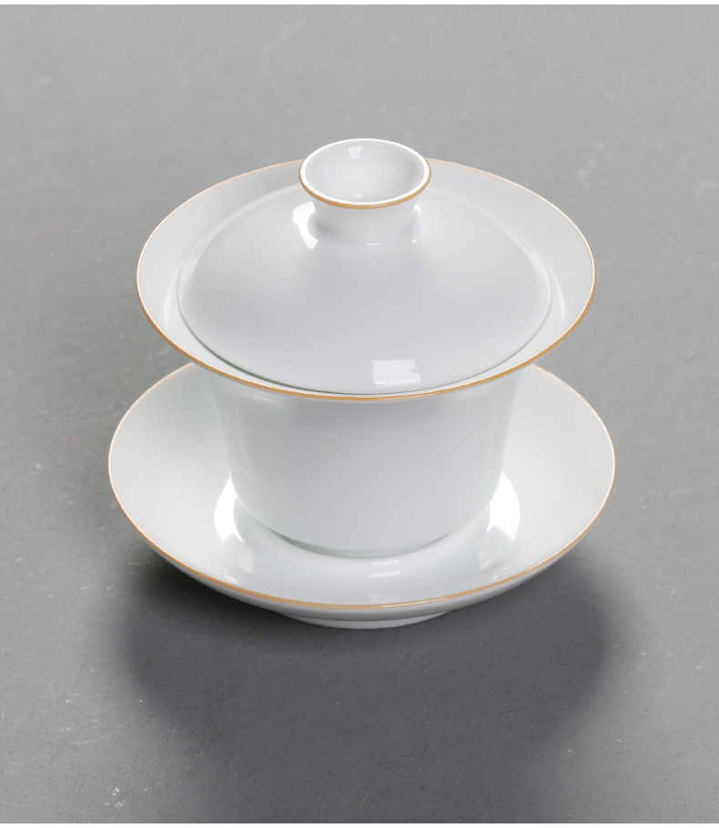 Jiangnan ceramic tureen kung fu tea sweet white tea cups past three bowl large household ancient tea cups