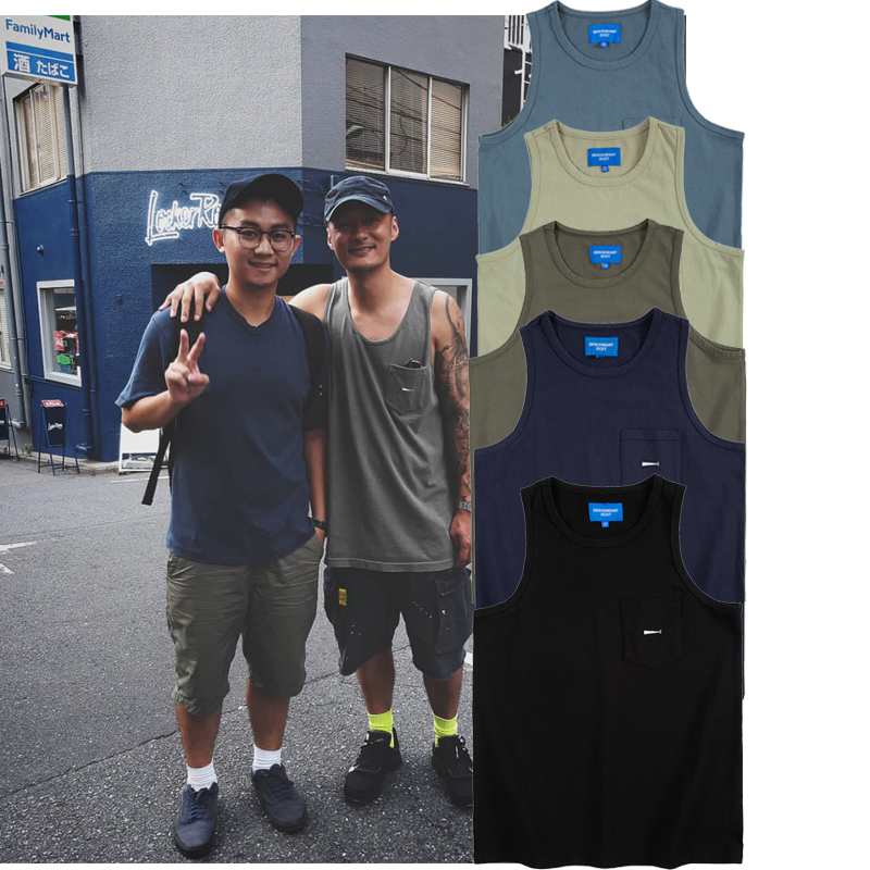 Madness Wtaps Mdns Shawn Yue Sports Fitness Vest Loose Sleeveless Pocket T-Shirt Base Shirt for Men