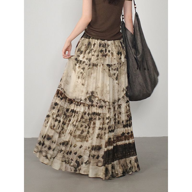 Melard Design-Inspired Bohemian Skirt for Women, Vacation Style, Retro Literary Patchwork, New Versatile Long Skirt